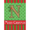 Magnolia Garden Flags 13 x 18 in Merry Christmas Monogram N Burlap Garden Flag 1659